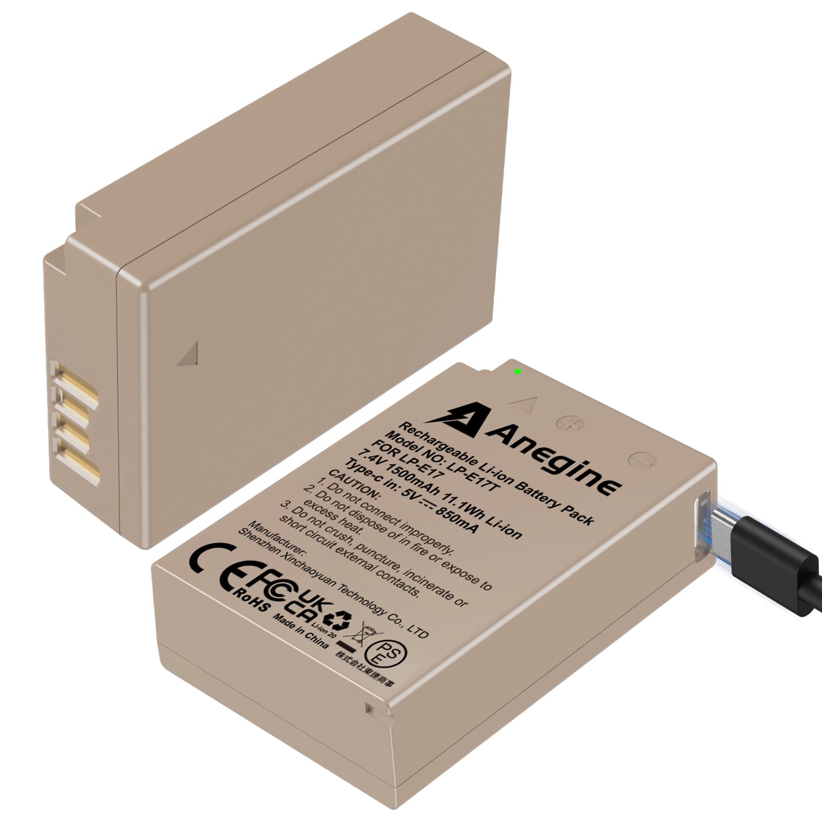 Amazon | Anegine LP-E17 Type-C直接充電ポート バッテリー 2個